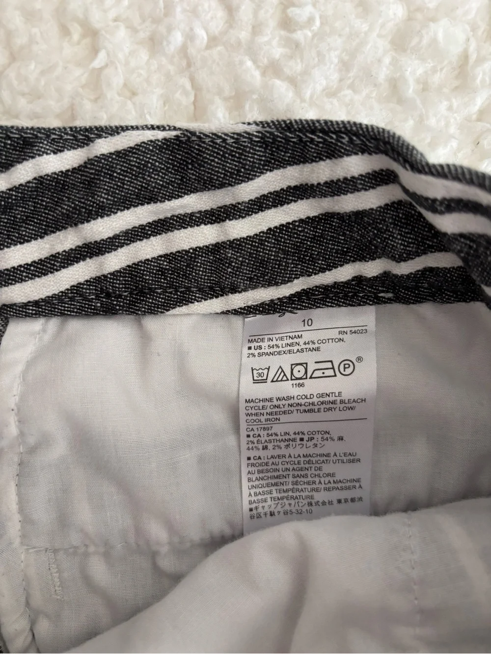 Banana Republic Avery Striped Linen Blend Pants Black White Ankle Length Size 10